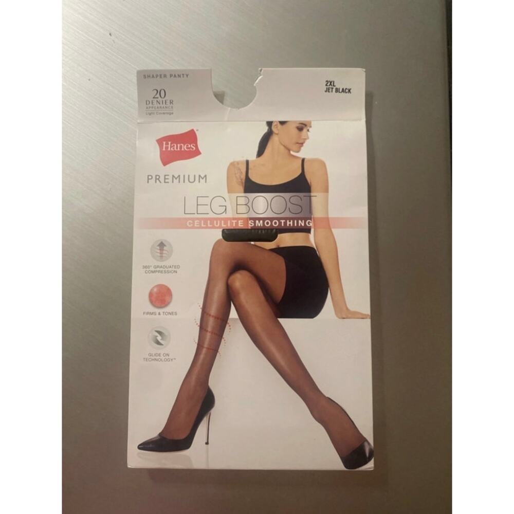Hanes Premium Jet Black Pantyhose Size 2X